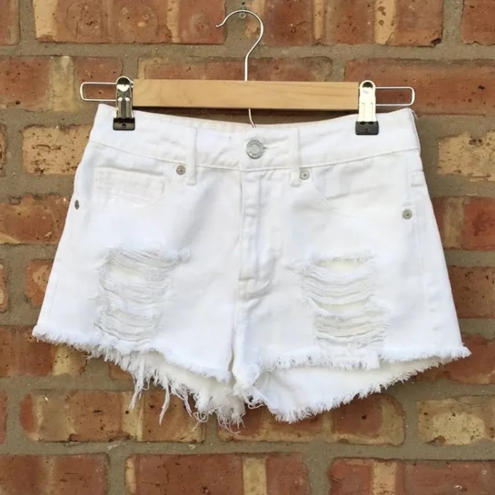 Kendall & Kylie White Distressed Jean Shorts